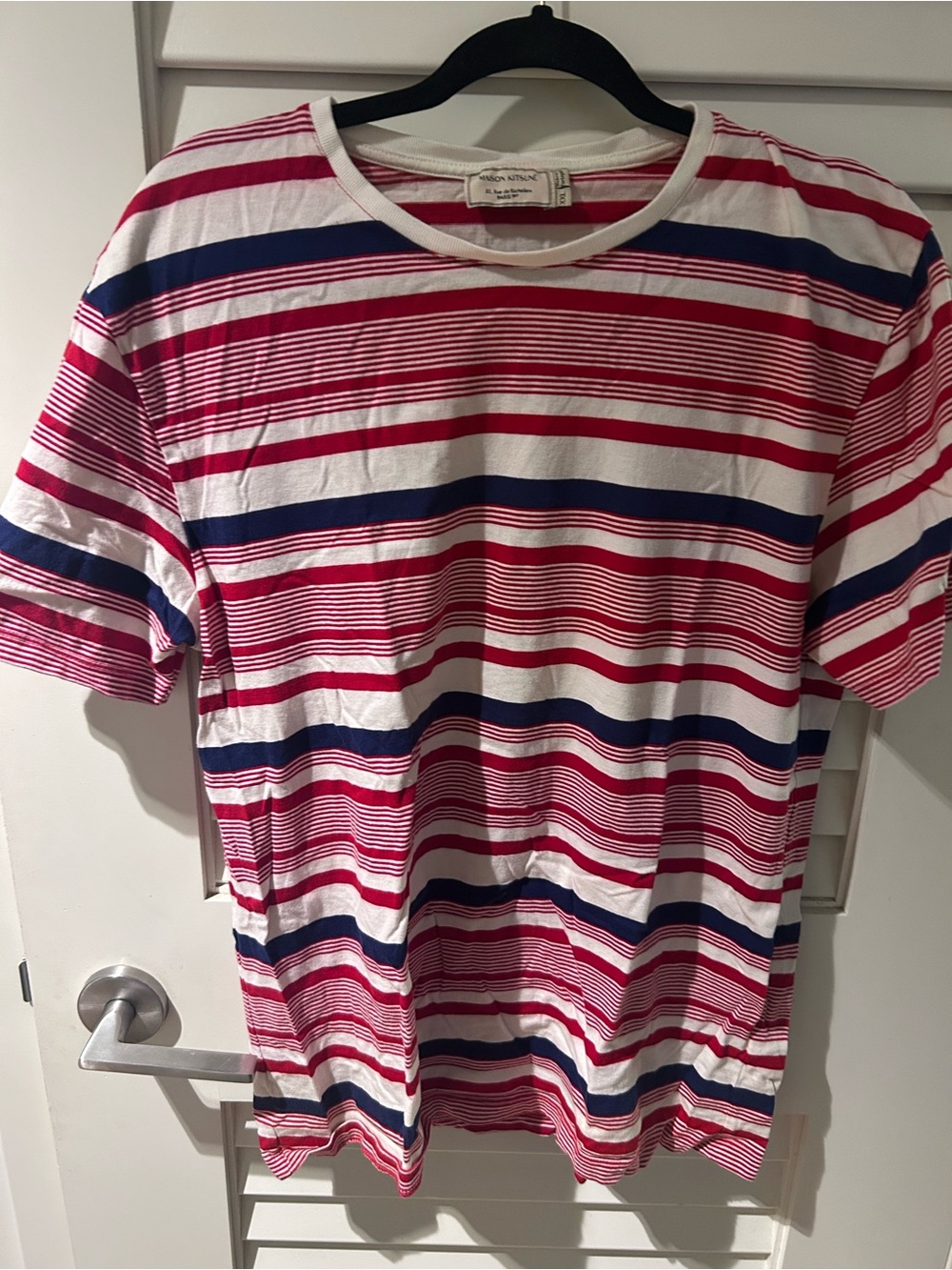 Maison Kitsune Classic Striped Crew Neck T‑Shirt - Red, Navy & White